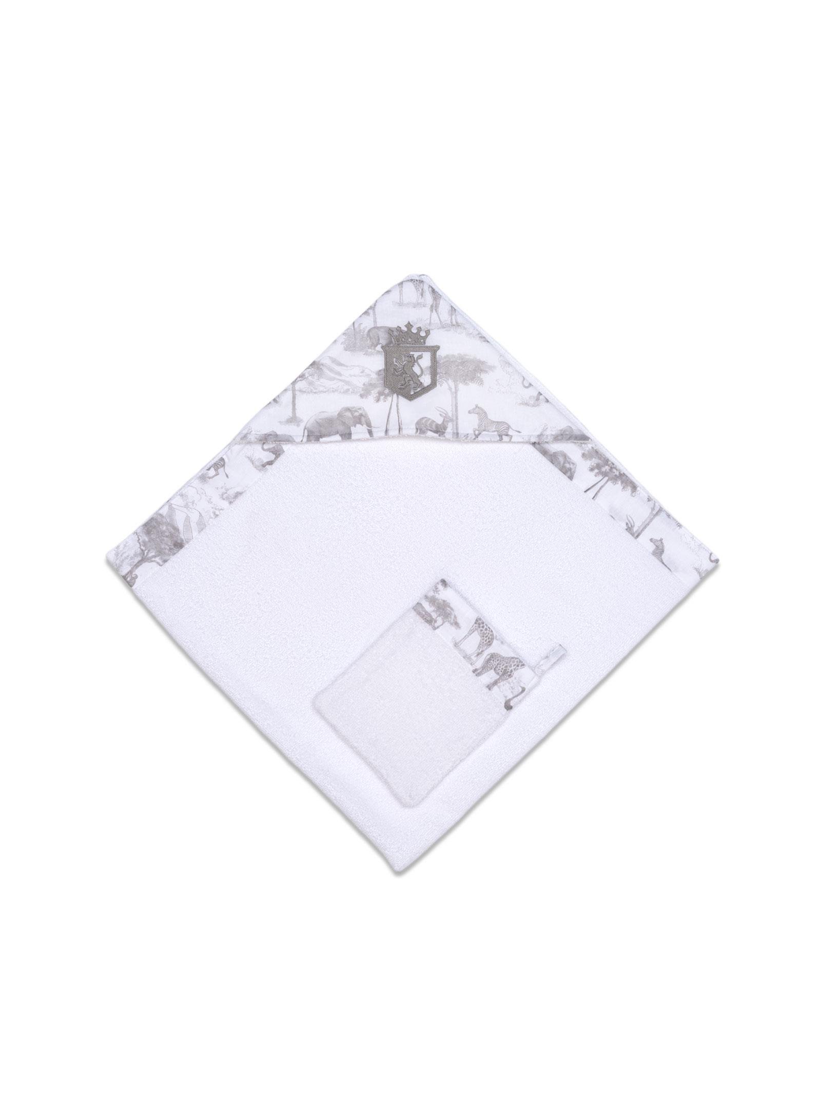 Üçgen Başlıklı Havlu + Kese - Safari - Gri - 90 X 90 Cm