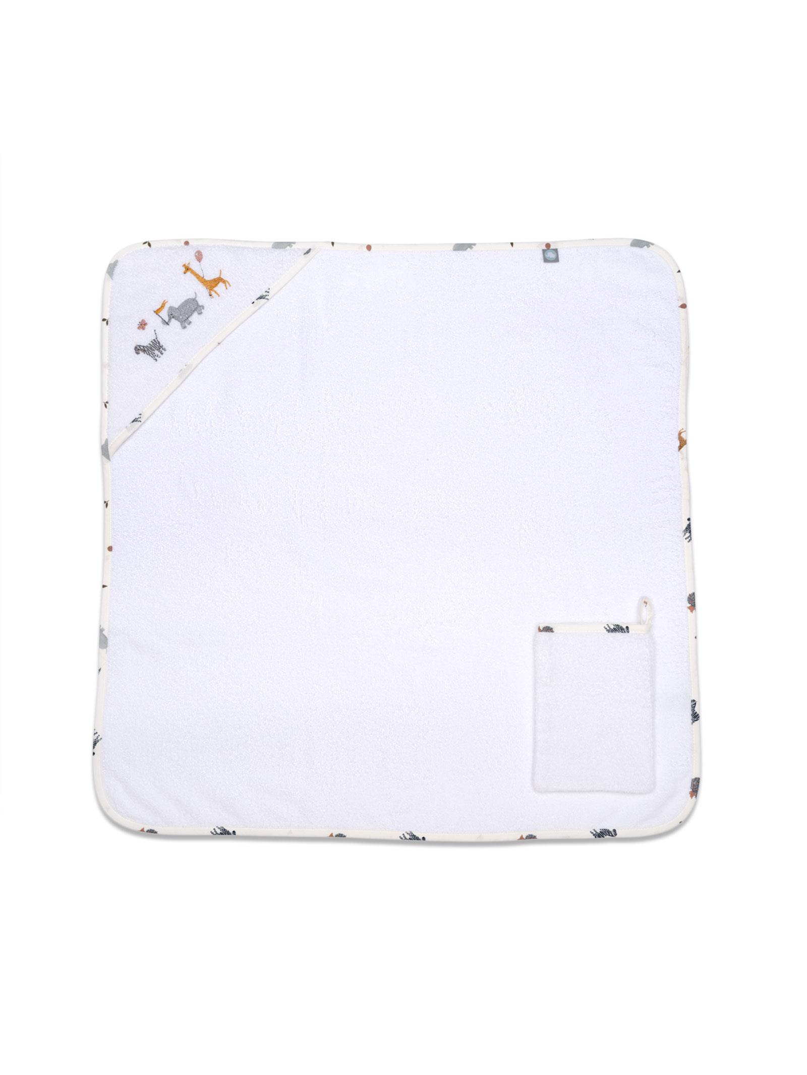 Üçgen Başlıklı Havlu + Kese - Zoo - Mavi - 75 X 75 Cm