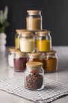 12 Li Set Bambu Kapaklı Cam Kavanoz & Baharat Takımı & Baharatlık 250 ML ( Vakum Kapak )
