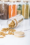 12 Li Set Bambu Kapaklı Cam Kavanoz & Erzak Saklama Kabı 1.300 ml Büyük Boy ( Vakum Kapak )