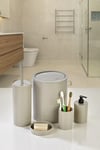 5 Parça Yatay Çizgili Krem Banyo Takımı