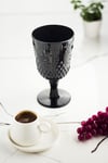 Akrilik Siyah Tekli Kadeh & Su Meşrubat Kahve Yanı Bardağı 450 ml ( Cam Değildir )