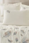 Cotton Box Brode Nakışlı Çift Kişilik Saten Nevresim Takımı Alula Ekru