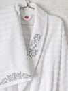 Cotton Box Seta Aile Bornoz Seti Genny Beyaz-Antrasit