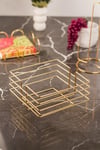 Ekmeklik Ekmek Sepeti Çok Amaçlı Metal Kutu Lüx Gold Paslanmaz Sepet Siyah Kumaş 