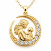 Gümüş Hilal İçinde Anne Bebek Figürlü Gold Kolye