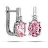 Gümüş Ice Cut Oval Pembe Zirkon Taşlı Kadın Küpe