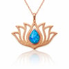 Gümüş Opal Taşlı Rose Lotus Çiçeği Kolye