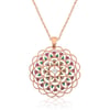 Gümüş Rose Geometrik Desenli Madalyon Kolye