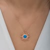 ​Gümüş Rose Mavi Opal Taşlı Güneş Kadın Kolye