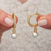 Gümüş Zirkon Taşlı Gold Halka İnci Küpe