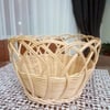 Hasır Örgülü Meyvelik Sebzelik Dekoratif Sepet 25X18x17 -VernikliHSK001