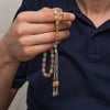 Metal Püsküllü Arpa Kesim Sıkma Kehribar Tesbih