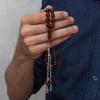 Metal Püsküllü Kahverengi Sıkma Kehribar TesbihBD11005337