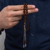 Metal Püsküllü Kahverengi Sıkma Kehribar TesbihBD11005337