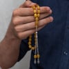 Metal Püsküllü Kehribar Sarısı Sıkma Kehribar Tesbih