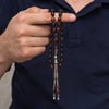 Metal Püsküllü Koyu Kahve Arpa Kesim Tesbih