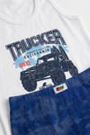 Öts Erkek Çocuk Atlet Boxer Likralı Beyaz Trucker (%96 Pamuk - %4 Elastan)