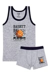 Öts Erkek Çocuk Atlet Boxer Likralı Gri Basketbol (%96 Pamuk - %4 Elastan)