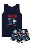 Öts Erkek Çocuk Atlet Boxer Likralı Lacivert Shark (%96 Pamuk - %4 Elastan)