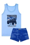 Öts Erkek Çocuk Atlet Boxer Likralı Mavi Trucker (%96 Pamuk - %4 Elastan)