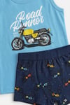 Öts Erkek Çocuk Atlet Boxer Likralı Mavi Motosiklet (%96 Pamuk - %4 Elastan)