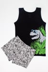Öts Erkek Çocuk Atlet Boxer Likralı Siyah Dinozor (%96 Pamuk - %4 Elastan)