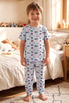 ÖTS Erkek Çocuk Pijama Takım - Kısa Kol, Uzun Alt - Araba Desenli   - 374002