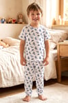 ÖTS Erkek Çocuk Pijama Takım - Kısa Kol, Uzun Alt - Yelken Desenli   - 374001