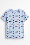 ÖTS Erkek Çocuk Pijama Takım - Kısa Kol, Uzun Alt - Araba Desenli   - 374002