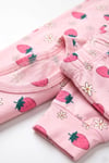 ÖTS Kız Çocuk Pijama Takım - Kısa Kol, Uzun Alt - Çilek Desenli   - 474003