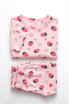 ÖTS Kız Çocuk Pijama Takım - Kısa Kol, Uzun Alt - Çilek Desenli   - 474003