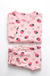 ÖTS Kız Çocuk Pijama Takım - Kısa Kol, Uzun Alt - Çilek Desenli   - 474003