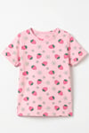ÖTS Kız Çocuk Pijama Takım - Kısa Kol, Uzun Alt - Çilek Desenli   - 474003