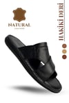 SERMODA , Slippers , Hakiki Deri Erkek Terlik - Yumuşak Tabanlı Hakiki Deri Erkek Terlik Siyah