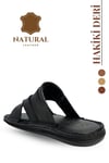 SERMODA , Slippers , Hakiki Deri Erkek Terlik - Yumuşak Tabanlı Hakiki Deri Erkek Terlik Siyah