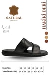 SERMODA , Slippers , Hakiki Deri Erkek Terlik - Yumuşak Tabanlı Hakiki Deri Erkek Terlik Siyah