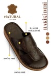SERMODA , Terlik , Hakiki Deri Kadın Terlik - Yumuşak Kalın Tabanlı Kelebek İşleme Hakiki Deri  Kadın Terlik Kahve