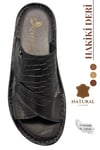 SERMODA , Terlik , Hakiki Gerçek Deri Erkek Terlik Hafif Terlik Deri 3d Siyah