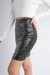SERMODA , Etek , Sermoda 47 cm Pullu Mini Etek Parti Düğün Gece Mini Etek Gri