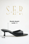 SERMODA , Terlik , Topuklu Kadın Terlik - 5 cm İnce Topuklu Sivri Burun Kadın Terlik Siyah
