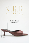 SERMODA , Terlik , Topuklu Kadın Terlik - 5 cm İnce Topuklu Sivri Burun Kadın Terlik Bordo Rugan
