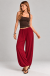 Bordo Dökümlü Şalvar Pantolon