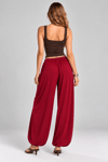 Bordo Dökümlü Şalvar Pantolon