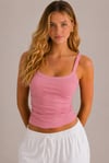 Pembe Ribana Askılı Top-Slim Fit Kadın Atlet