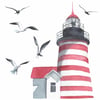 Deniz Feneri ve Martılar - Kanvas Tablo