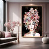 Flower Woman Yağlı Boya Dokulu TabloYağlı Boya Dokulu Kadın Temalı TablolarTablolife