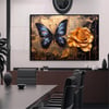 Mavi Kelebek Gold Çiçek 3D Yoğun Yağlı Boya Tablo3D Yoğun Yağlı Boya TablolarTablolife