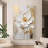 Soyut Gold Beyaz Çiçek 3D Yağlı Boya Tablo3D Yoğun Yağlı Boya TablolarTablolife