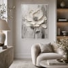Soyut Silver Beyaz Çiçek 3D Yoğun Yağlı Boya Dokulu Tablo3D Yoğun Yağlı Boya TablolarTablolife